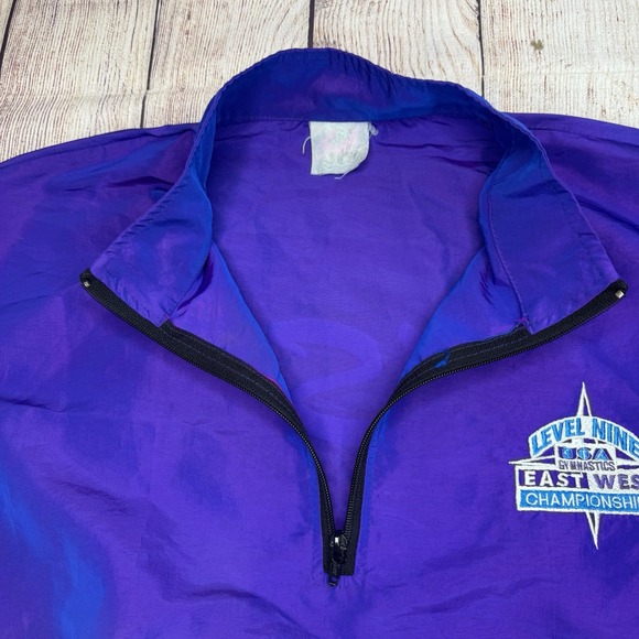 Vintage 90s Surf Style‎ Windbreaker Purple Iridescent Pullover USA Gymnastics L - Picture 4 of 11